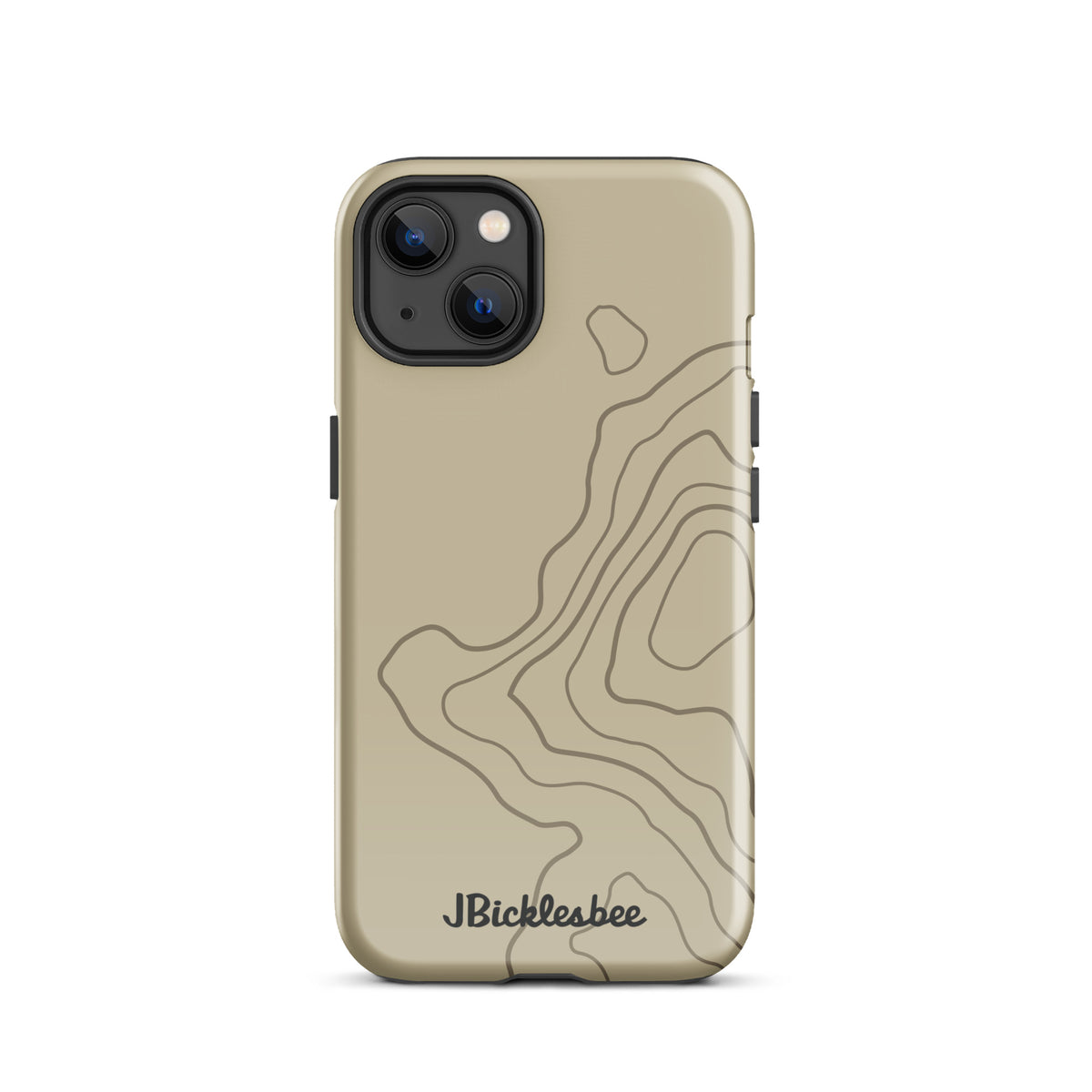 Overland Tan topographical iPhone 13 case, glossy finish