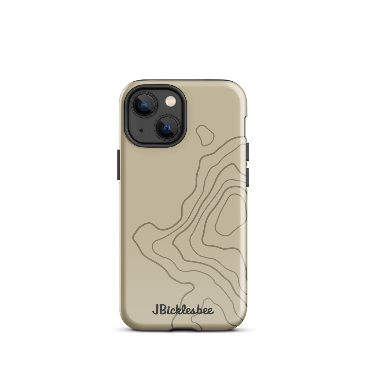 Overland Tan topographical iPhone 13 mini case, glossy finish
