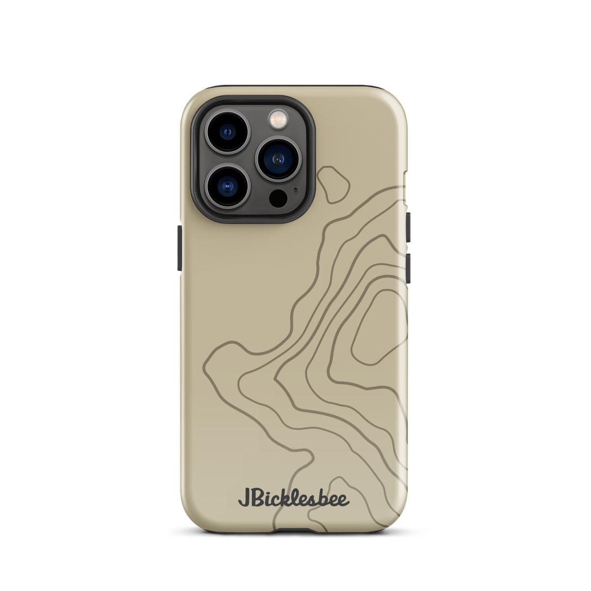 Overland Tan topographical iPhone 13 Pro case, glossy finish