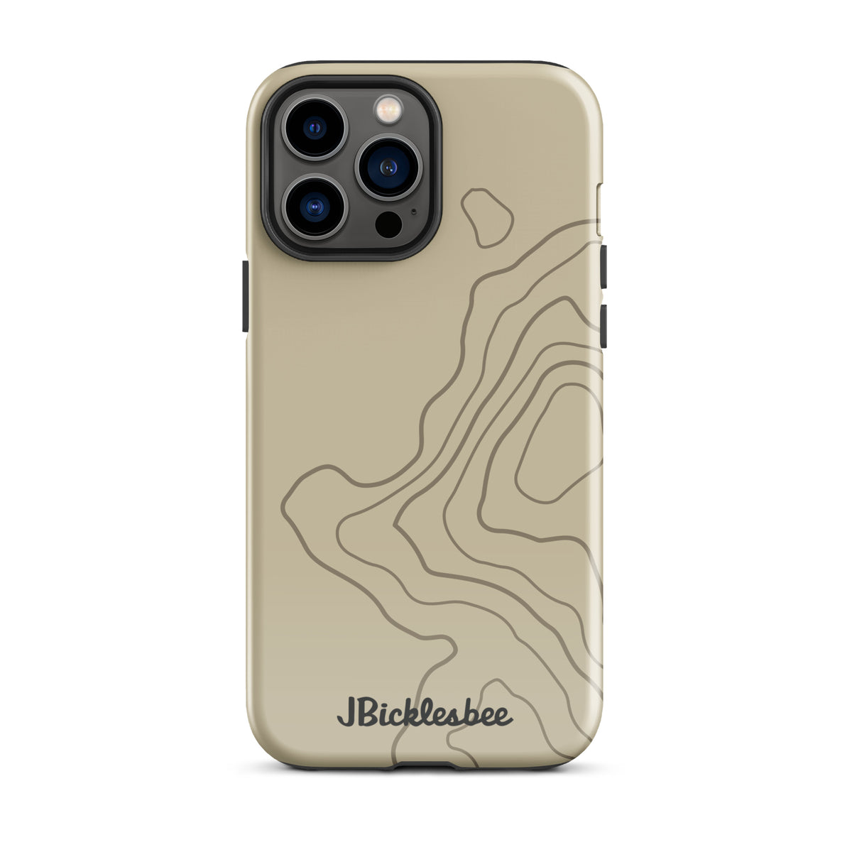 Overland Tan topographical iPhone 13 Pro Max case, glossy finish