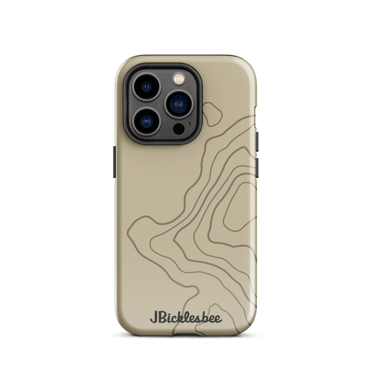 Overland Tan topographical iPhone 14 Pro case, glossy finish