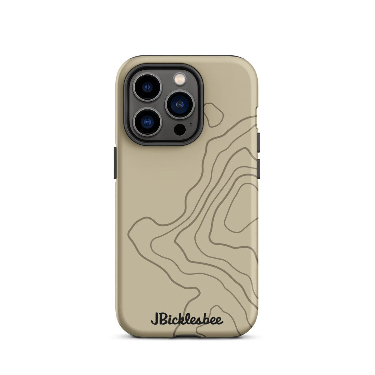 Overland Tan topographical iPhone 14 Pro case, matte finish