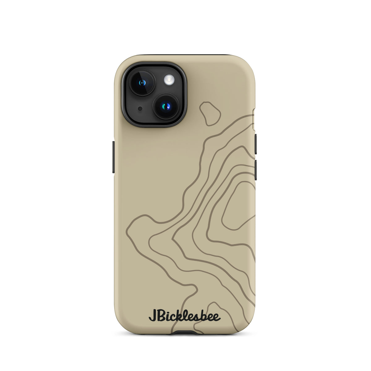Overland Tan topographical iPhone 15 case, matte finish