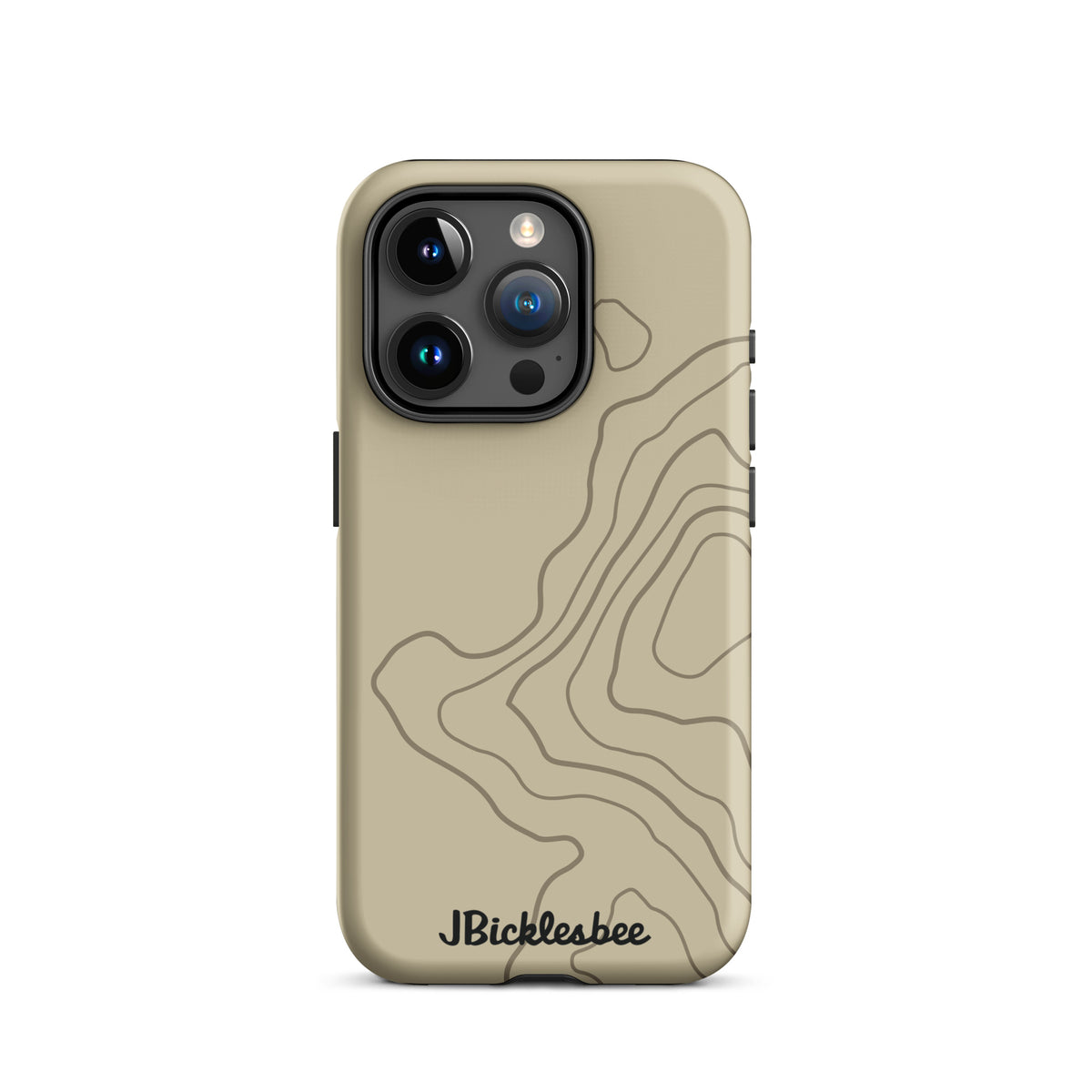 Overland Tan topographical iPhone 15 Pro case, matte finish