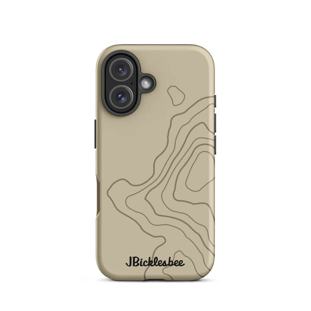 Overland Tan topographical iPhone 16 case, matte finish