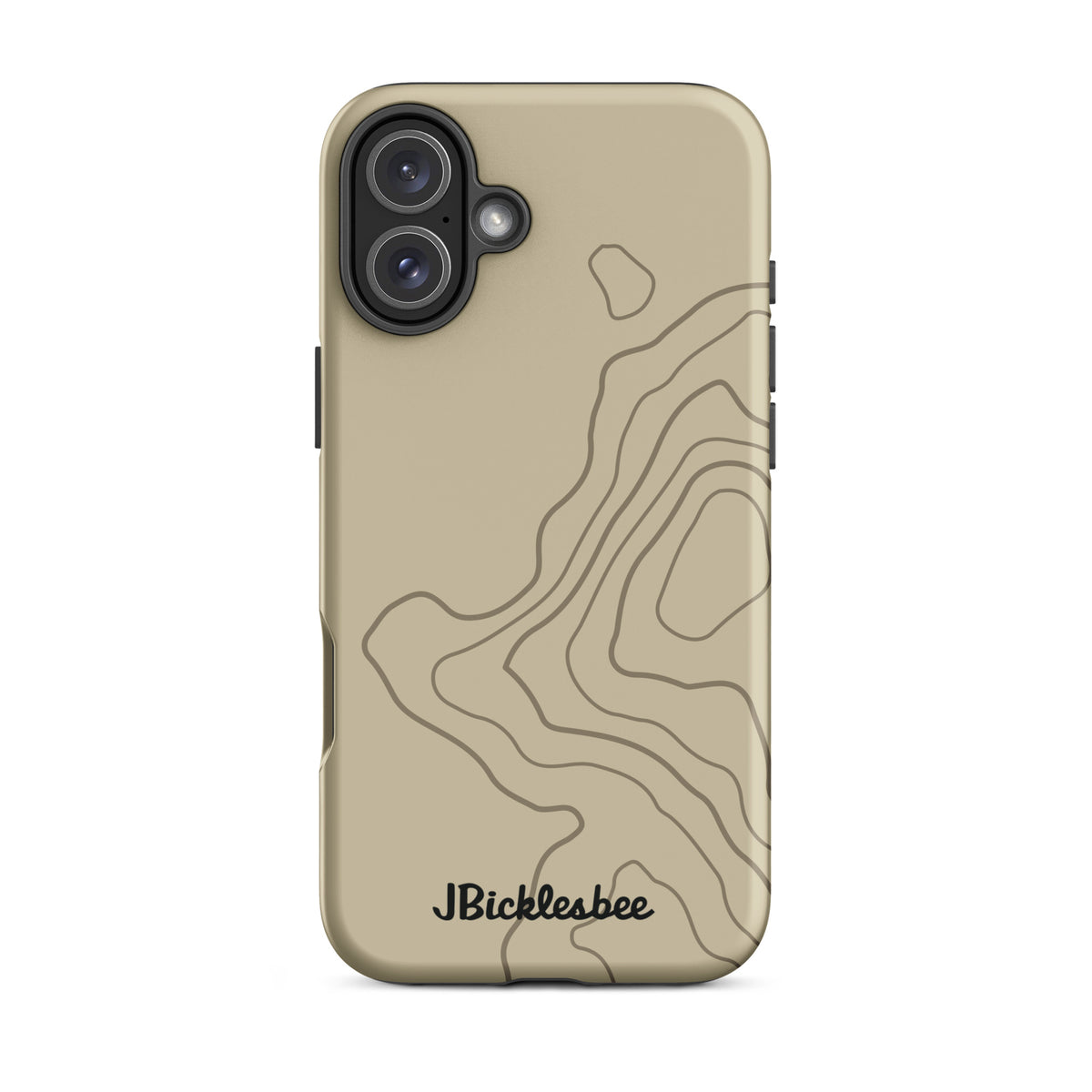 Overland Tan topographical iPhone 16 Plus case, matte finish