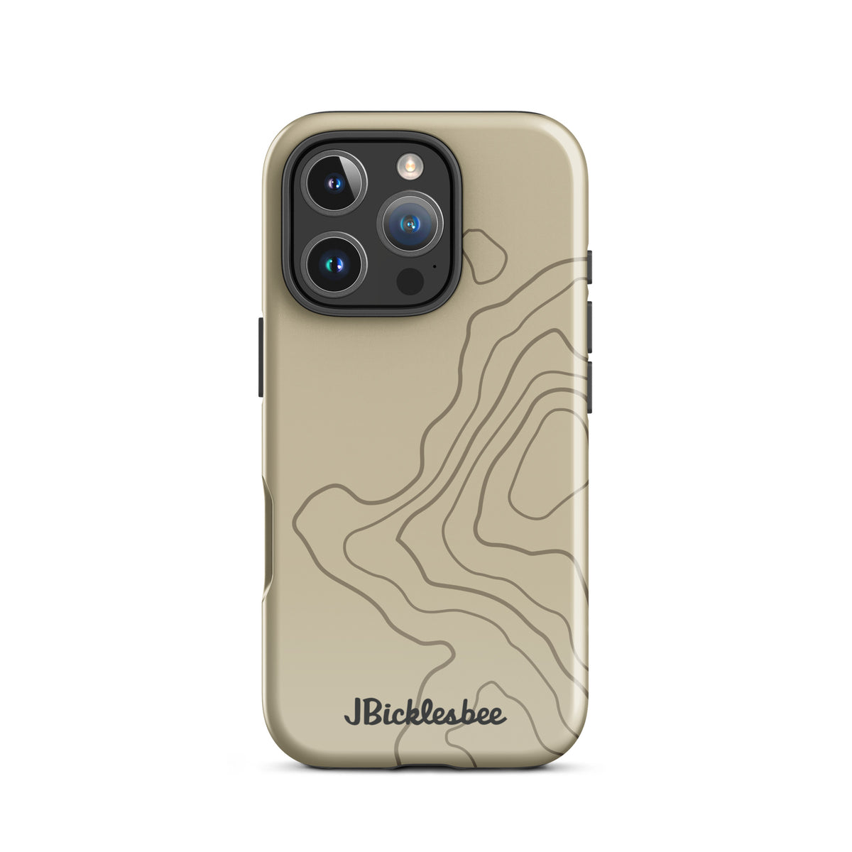 Overland Tan topographical iPhone 16 Pro case, glossy finish