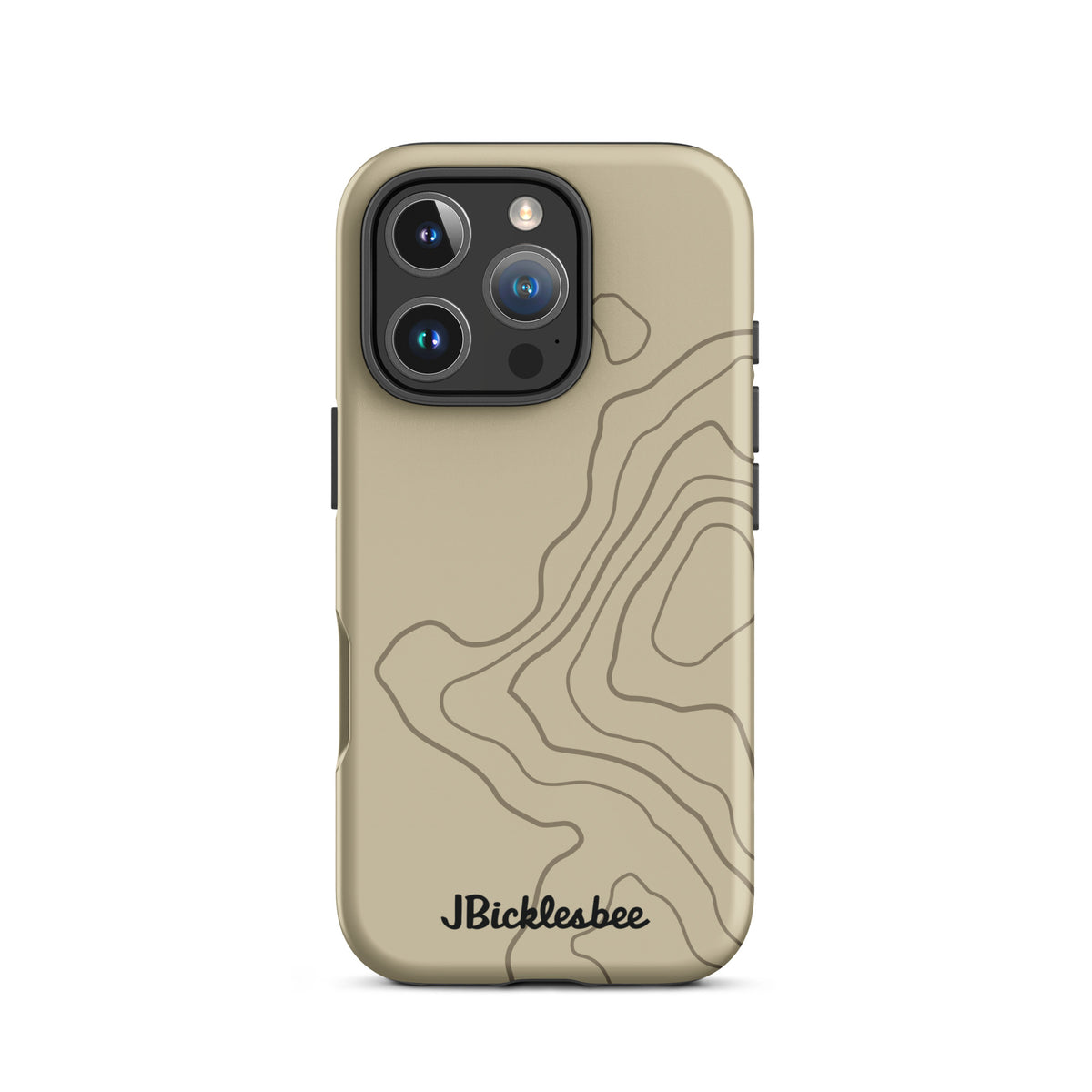 Overland Tan topographical iPhone 16 Pro case, matte finish