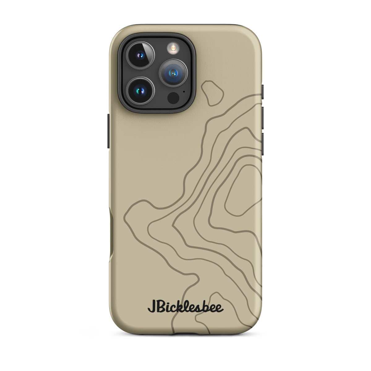 Overland Tan topographical iPhone 16 Pro Max case, matte finish