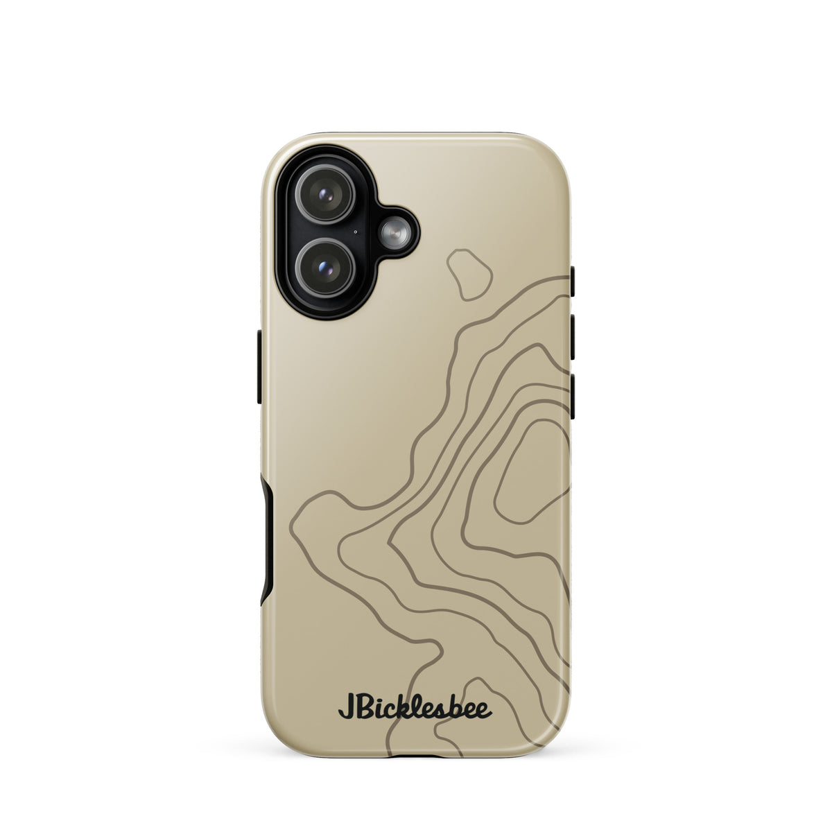 Overland Tan topographical iPhone 17 case, glossy finish