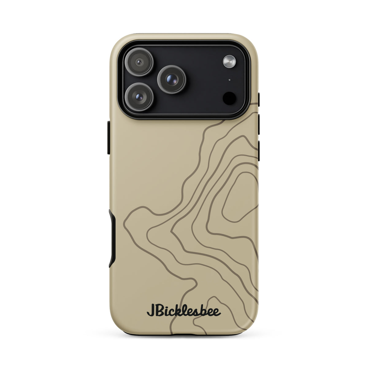 Overland Tan topographical iPhone 17 Pro Max case, matte finish