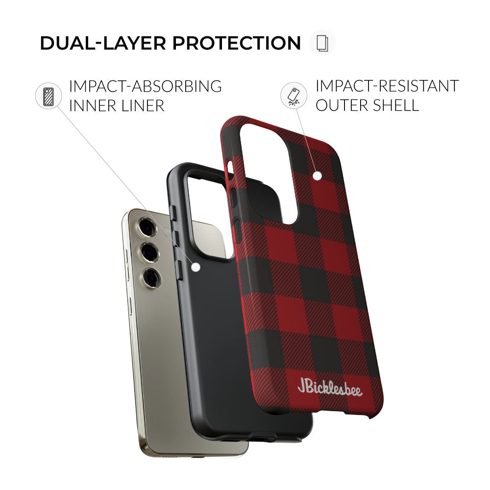 retro hunting plaid dual layer protection samsung tough case