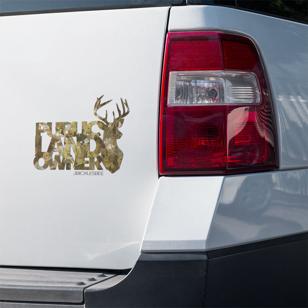 Public Land Owner Hunting Sticker on Truck