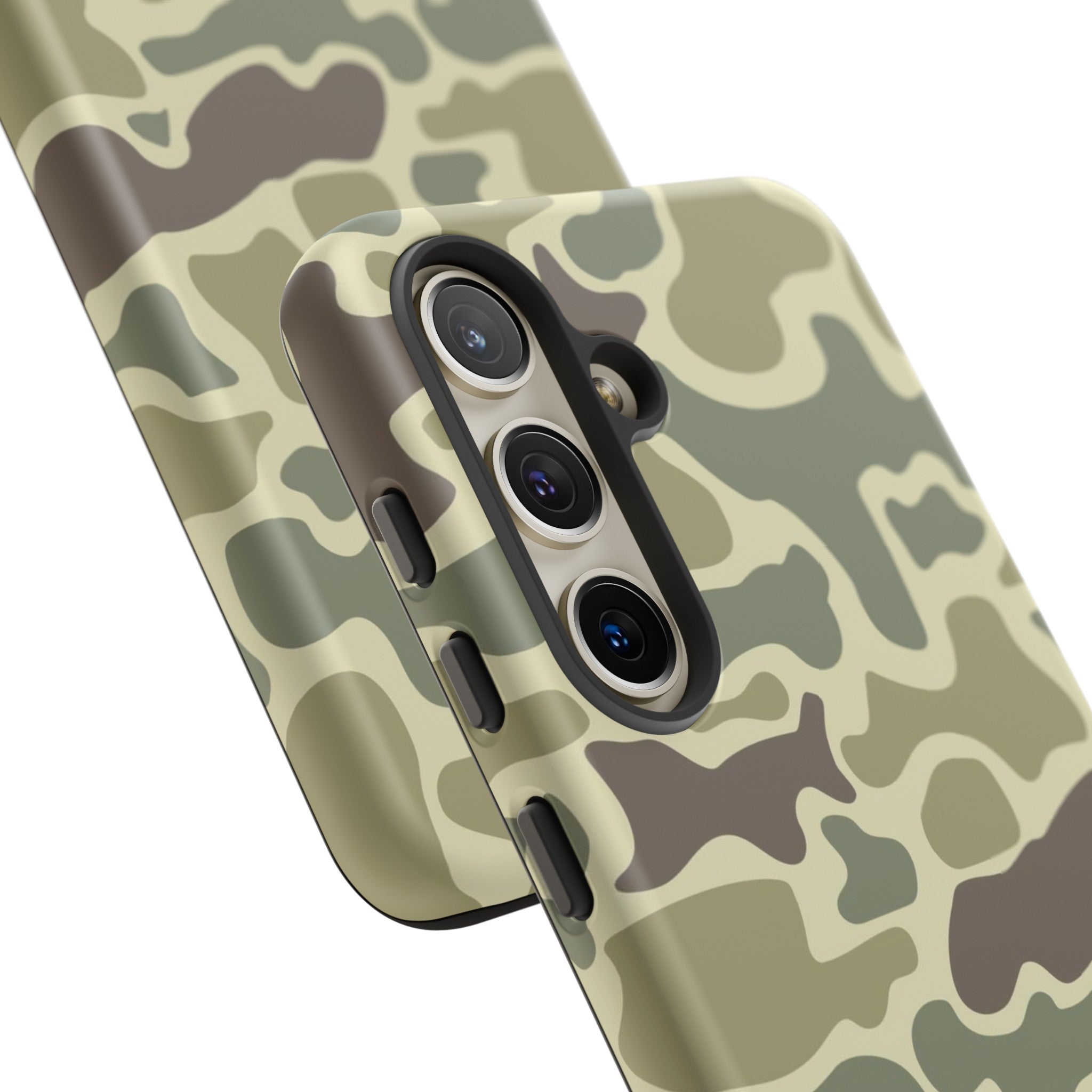 close up of camera protection Retro Forest Duck Camo Samsung Tough Case