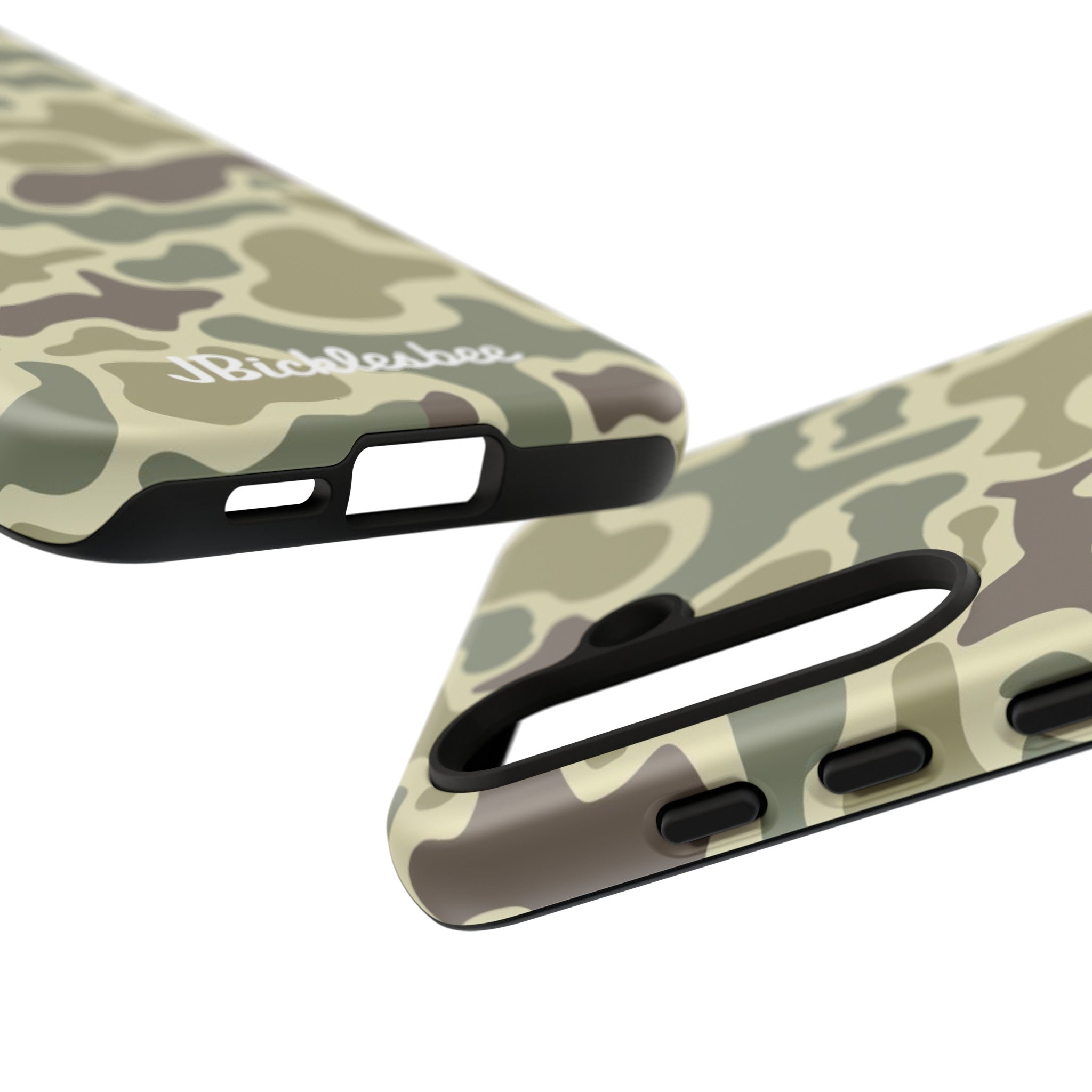 close up of access ports and buttons Retro Forest Duck Camo Samsung Tough Case