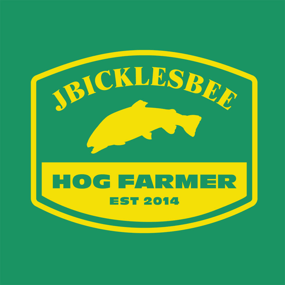 retro hog farmer trout fishing design
