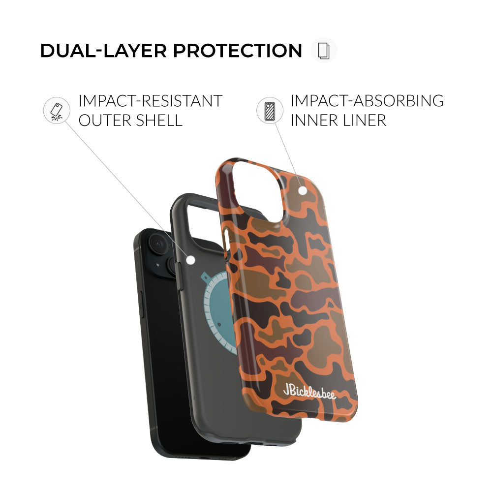 retro hunter safety camo magsafe dual layer protection iphone
