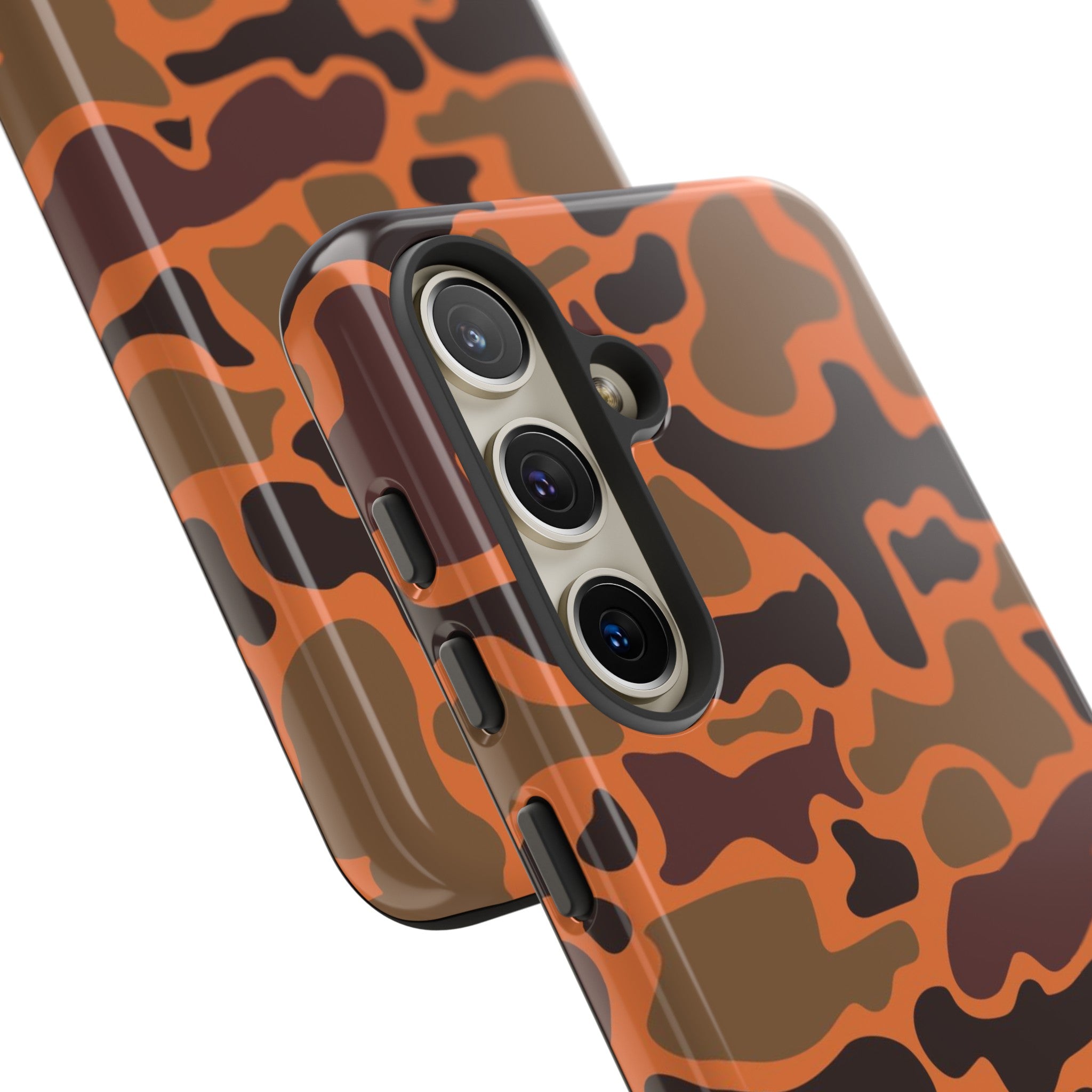 close up view of camera protection Retro Hunter Safety Camo Samsung Tough Case