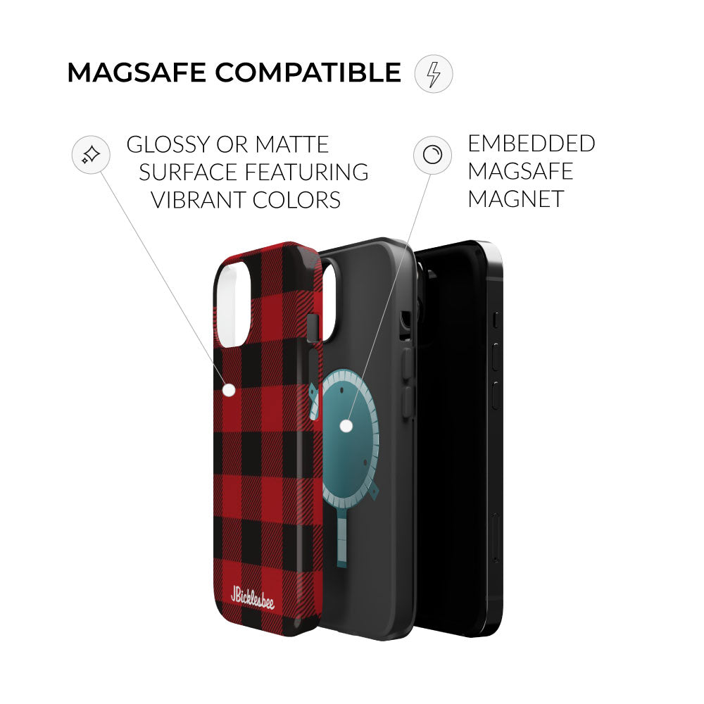 retro hunting plaid magsafe embedded magnet iphone case