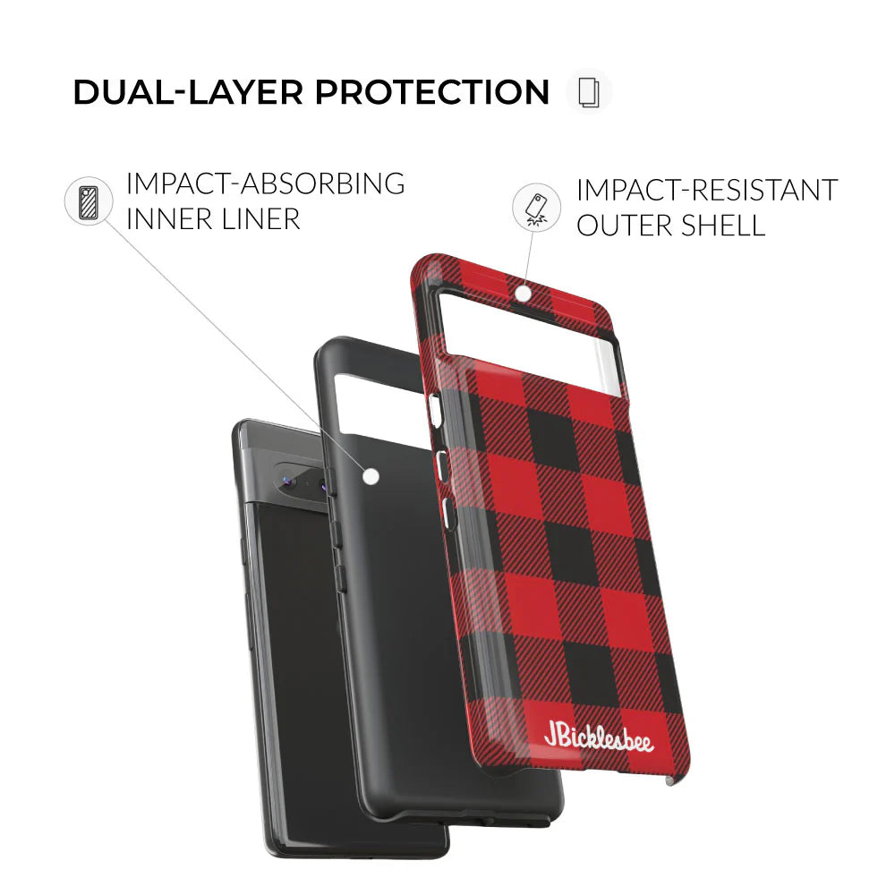 dual-layer protection Retro Hunting Plaid Pattern Pixel Tough Case