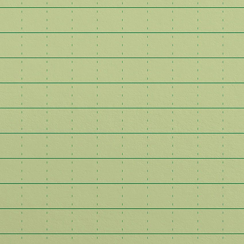 Interior of Rite in the Rain No. 973 notebook showing green waterproof paper and Universal page pattern