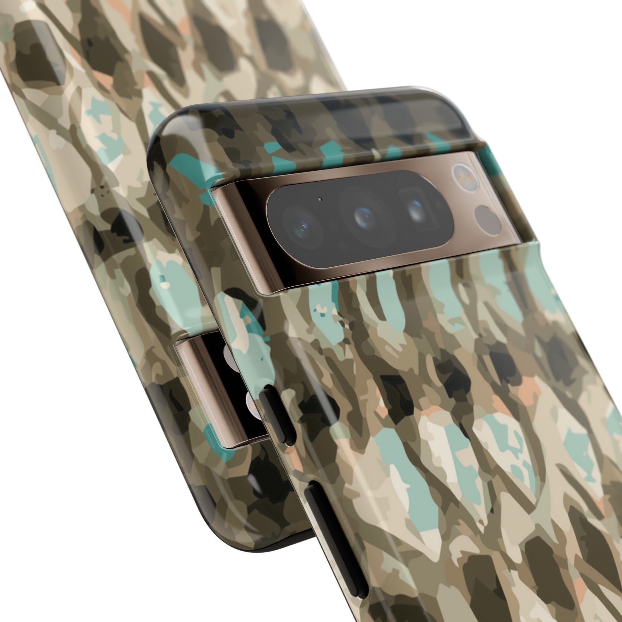 close up of camera protection Striped Bass Rockfish Pattern Pixel Tough Case