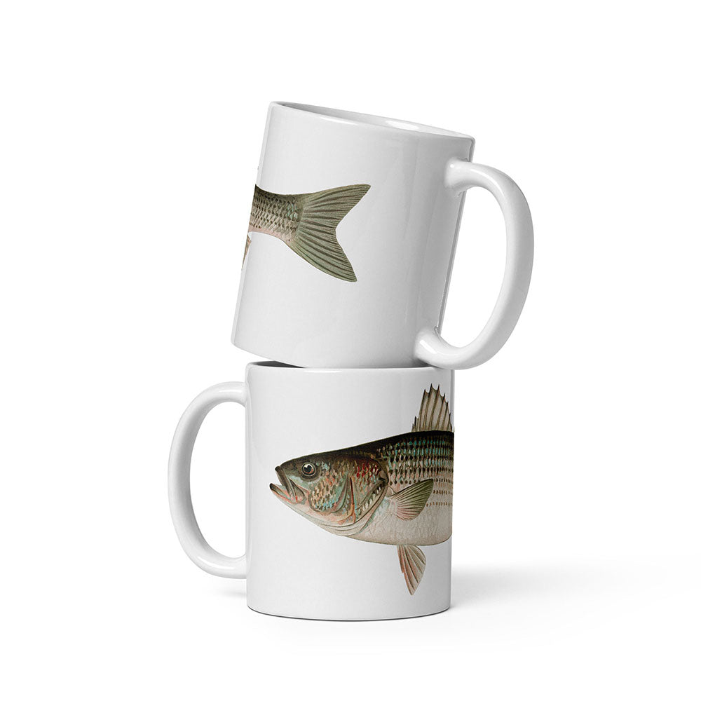 striped bass coffee mugs stacked