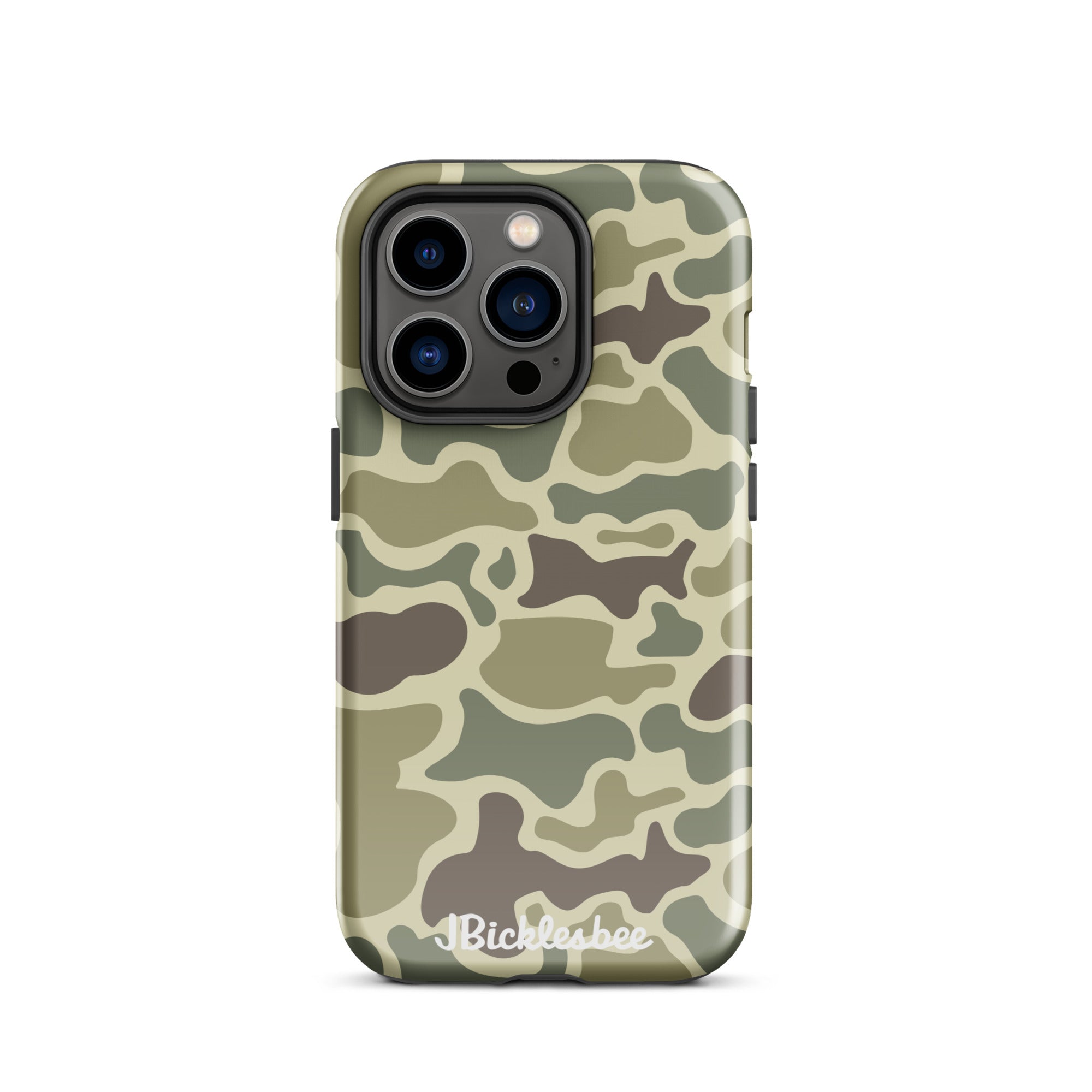 Retro Forest Duck Camo iPhone 14 Pro Glossy Tough Case
