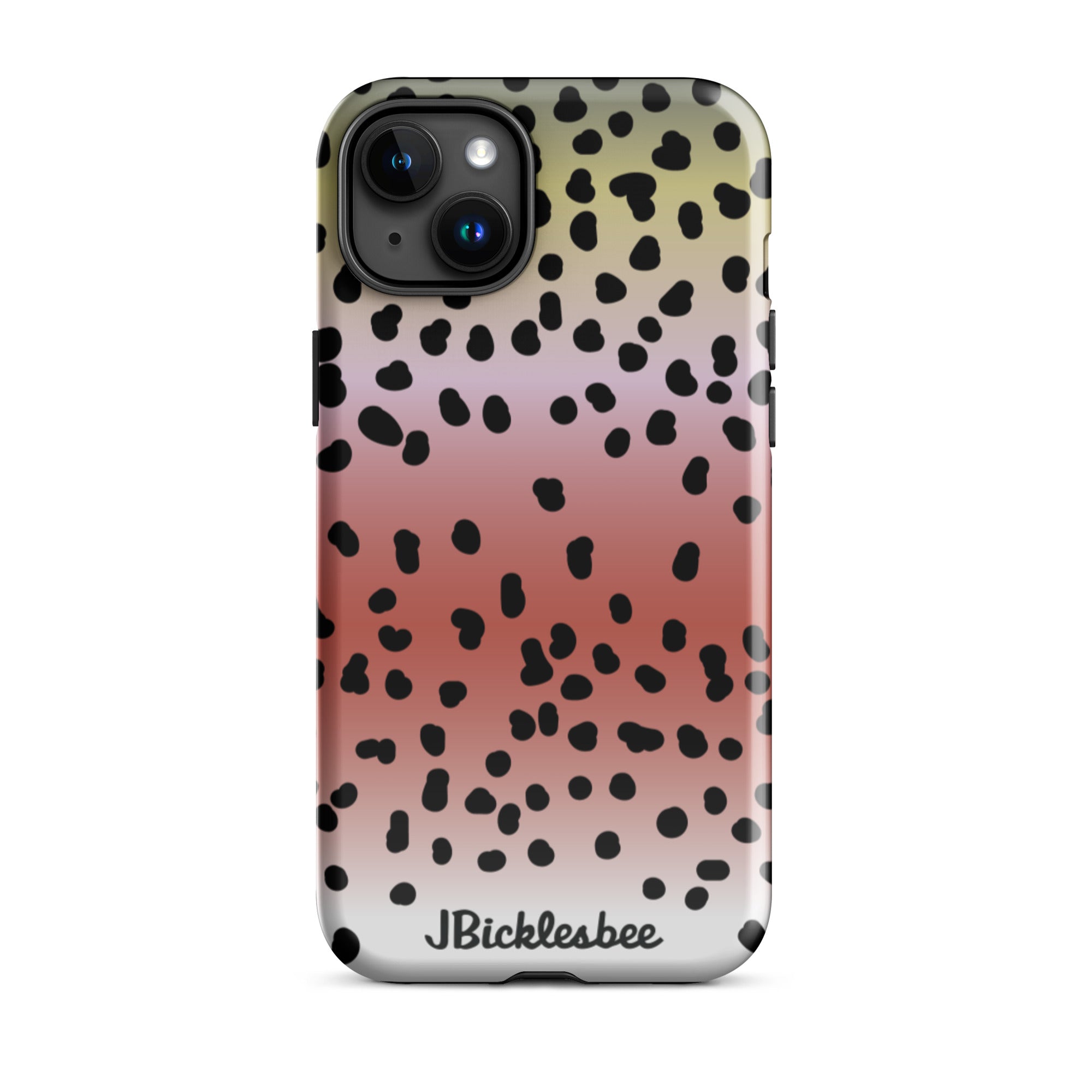 Rainbow Trout Pattern iPhone 15 Glossy Tough Case