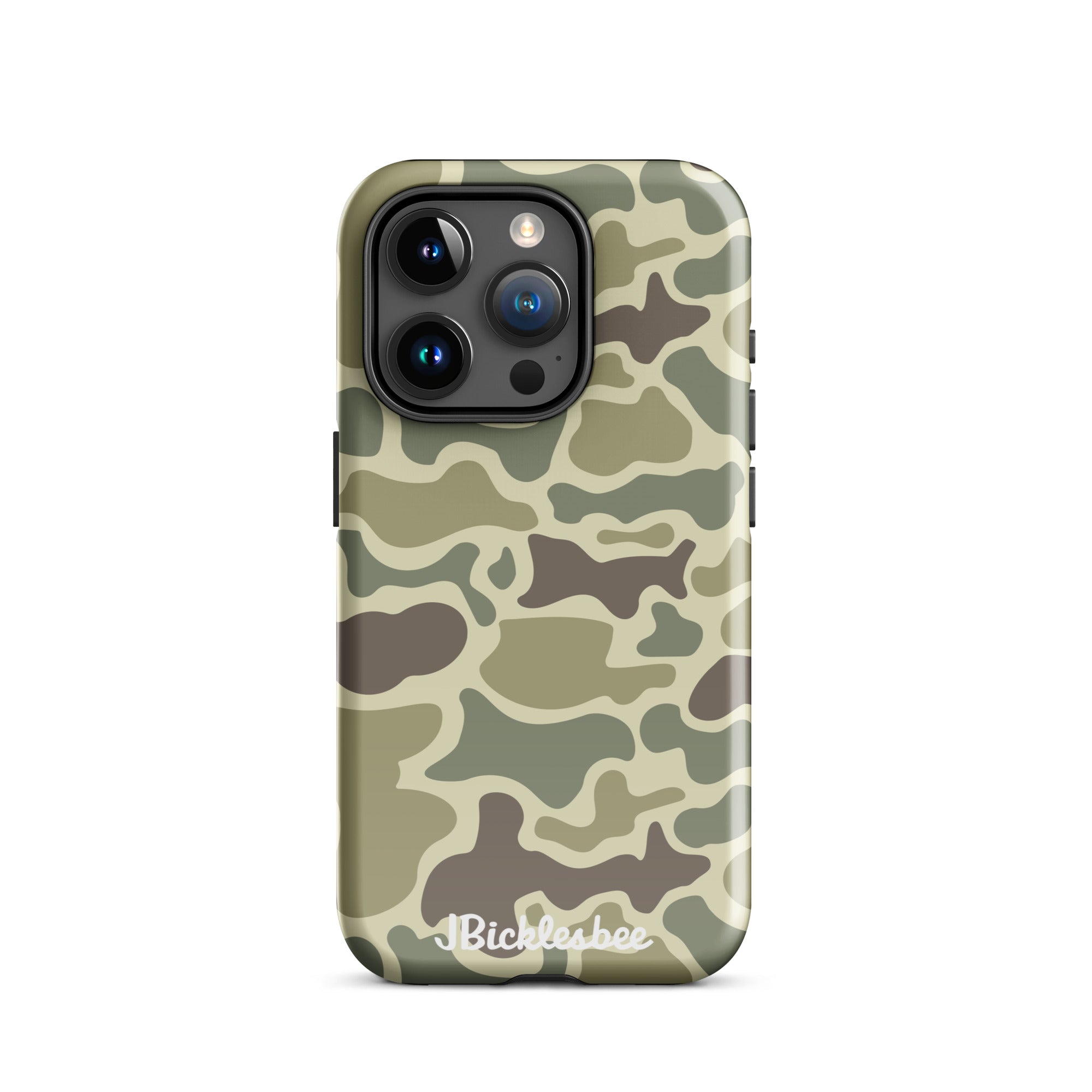 Retro Forest Duck Camo iPhone 15 Pro Glossy Tough Case