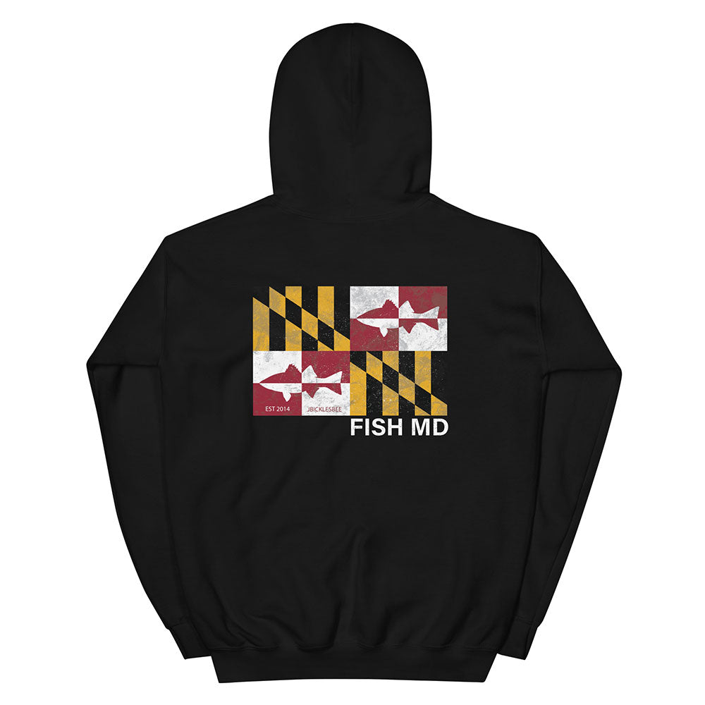 Maryland Flag Striper Rockfish Hoodie black