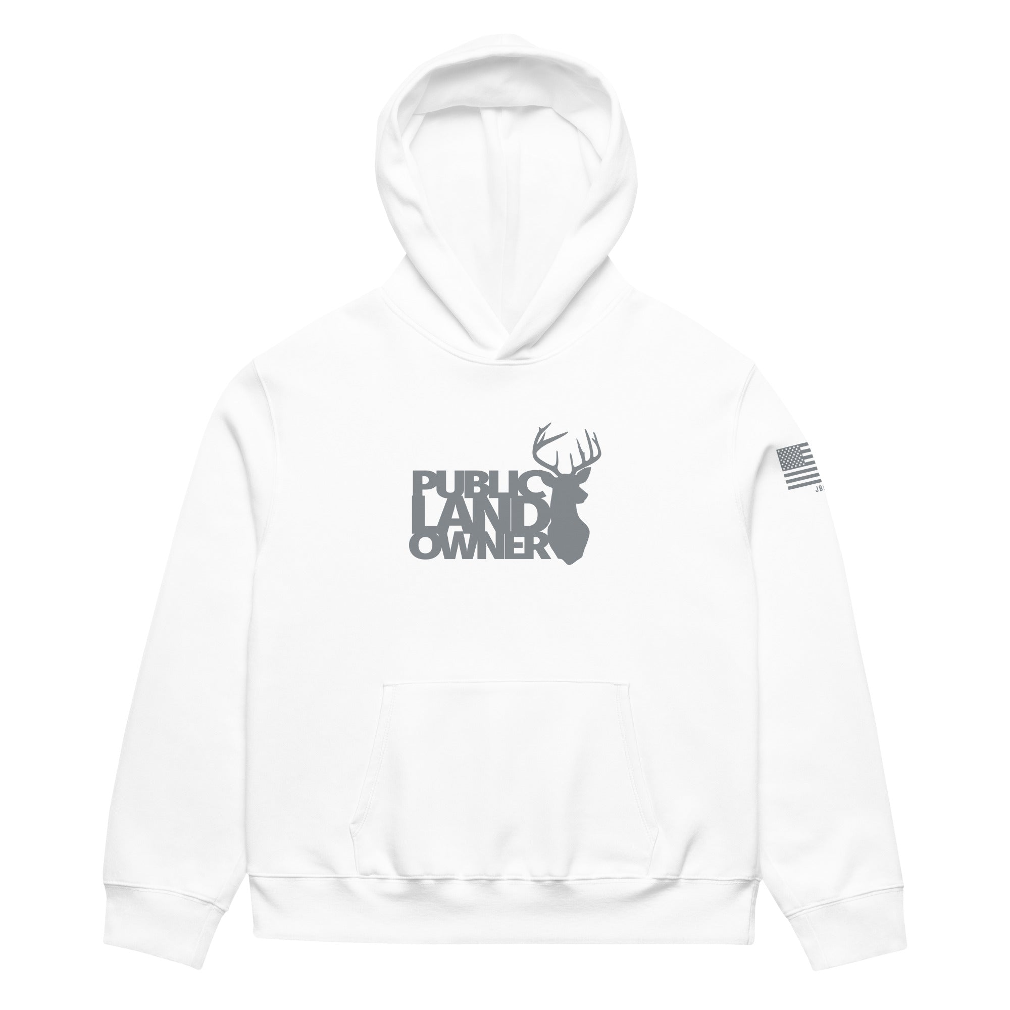 Public Land Owner Hoodie Arctic White front