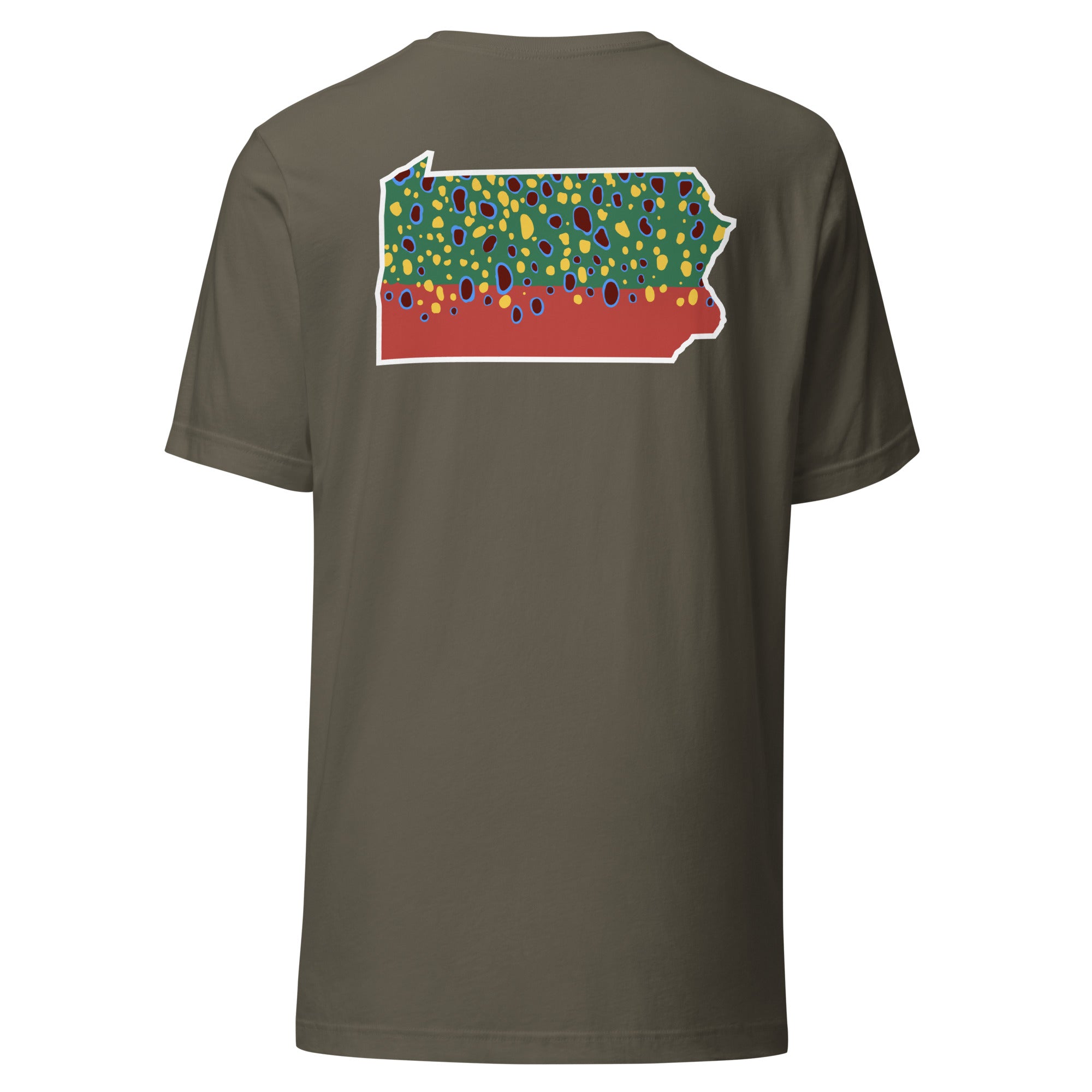 PA Outline Brook Trout T-shirt Army