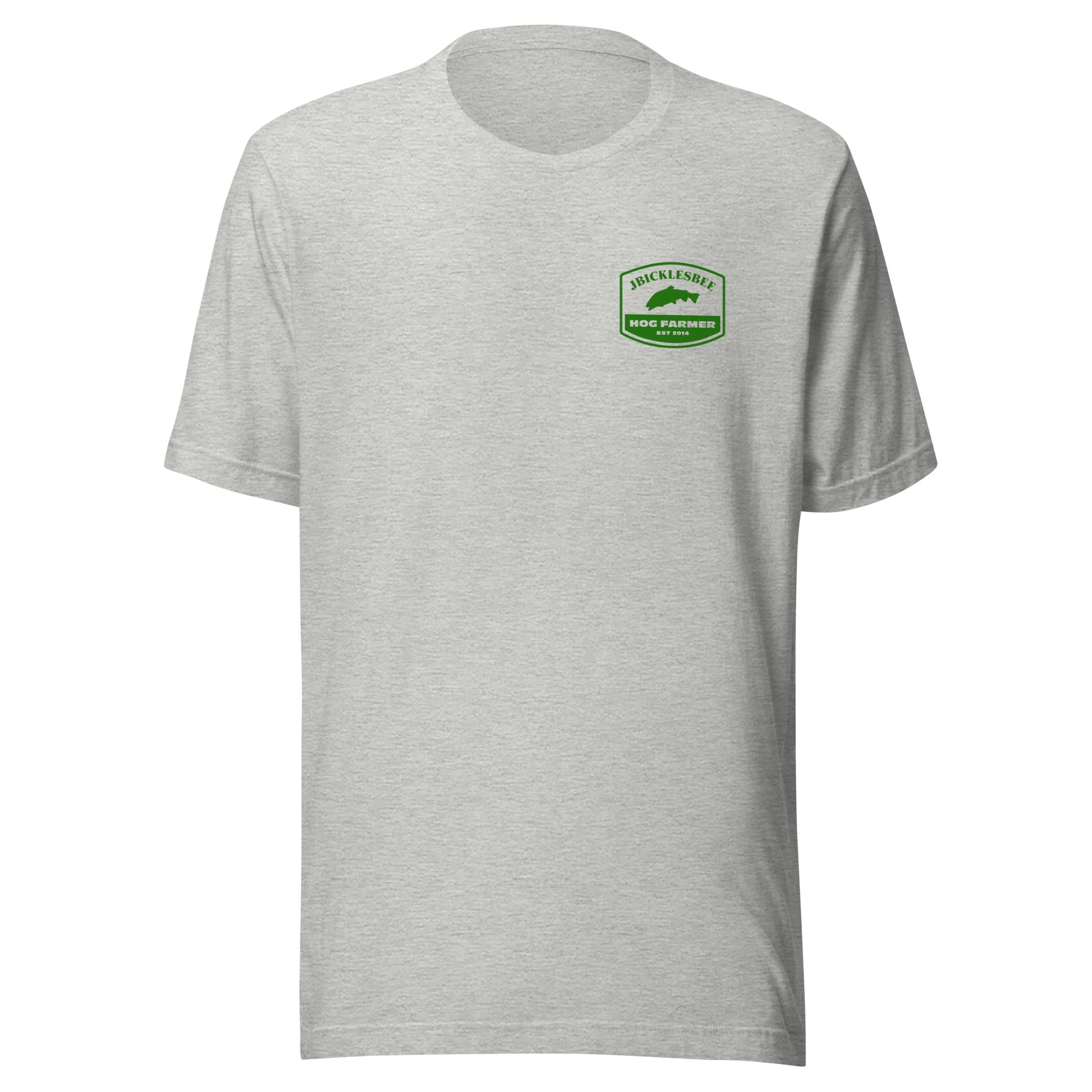 Retro Hog Farmer Trout Fishing T-shirt Athletic Heather front