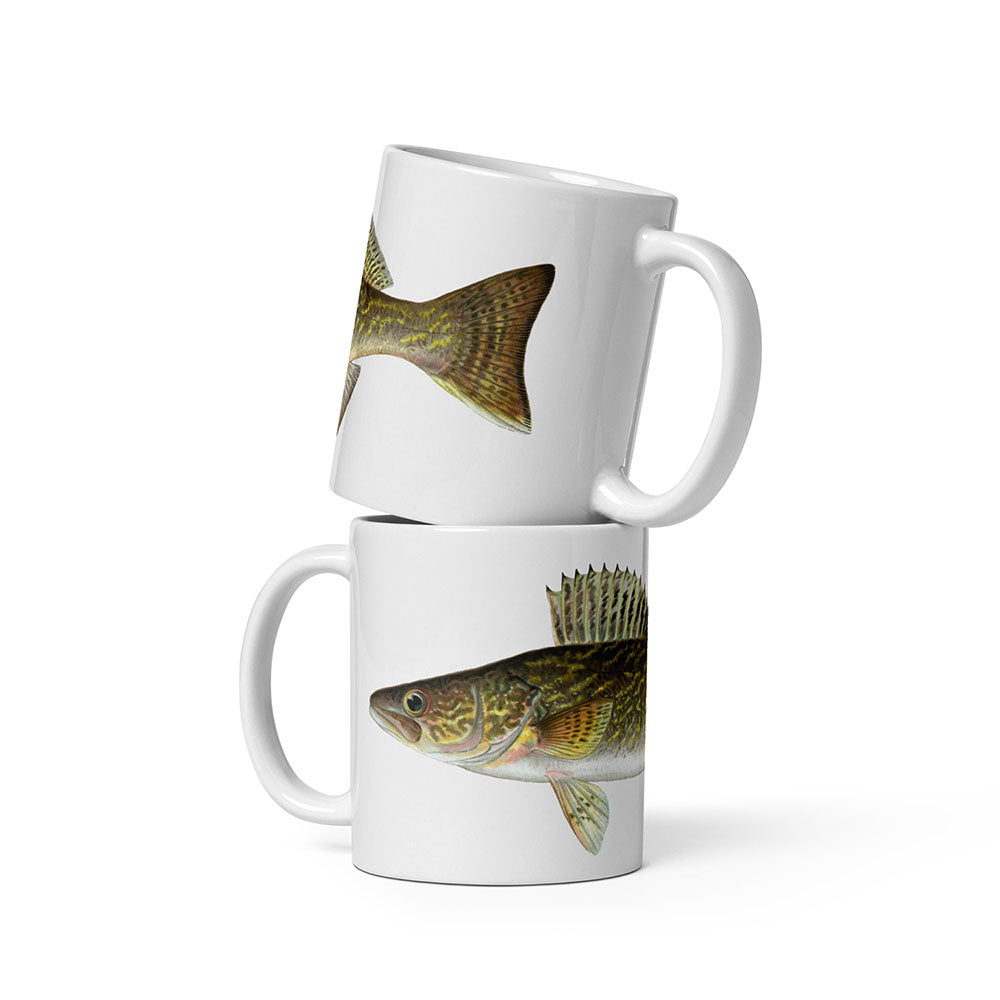 walleye coffee mugs stacked