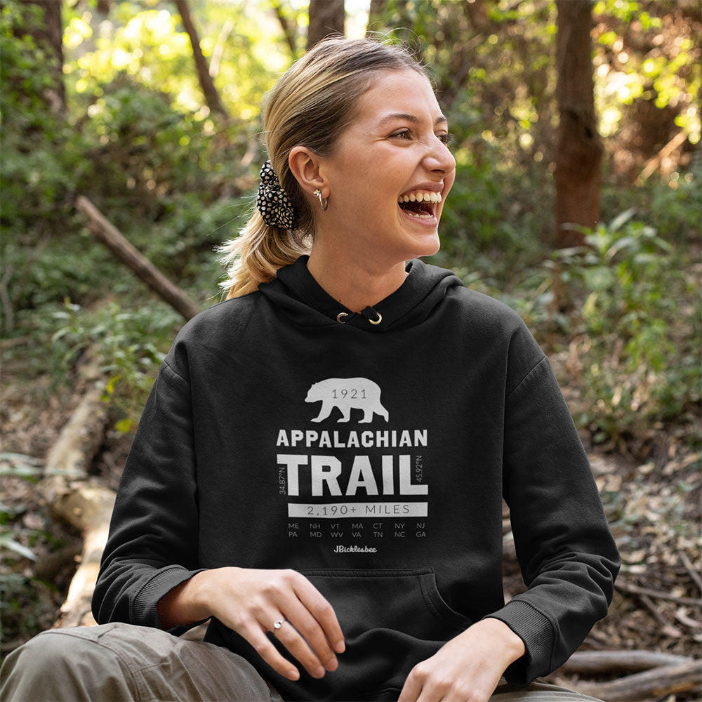 woman wearing Appalachian Trail Technical Hoodie in the woods