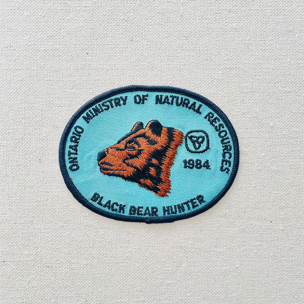 Vintage "Ontario Ministry of Natural Resources" Black Bear Hunter Patch - 1984