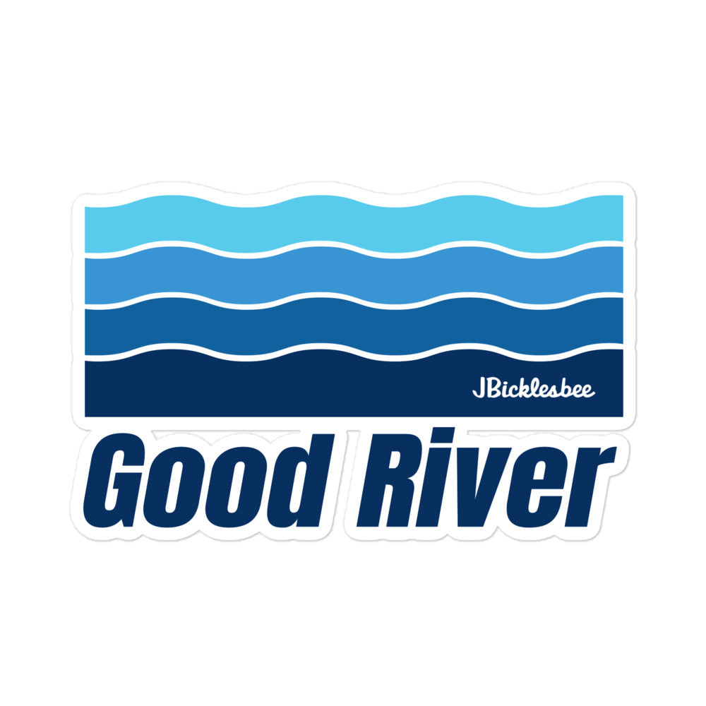 River Sticker Design Good River Waves Sticker | JBicklesbee